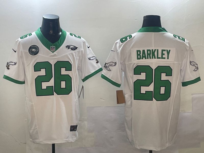 Men Philadelphia Eagles #26 Barkley White Thanksgiving three generations 2024 Nike Limited NFL Jersey style 4